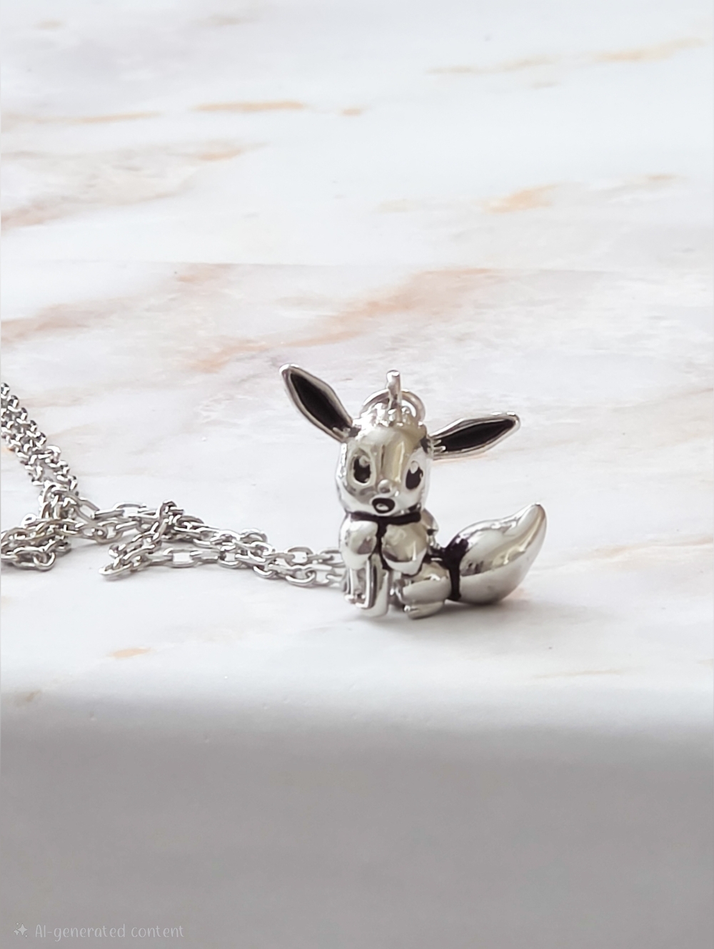 Pokemon Eevee Pendant Necklace Silvery Enamel Detailed Character Jewelry